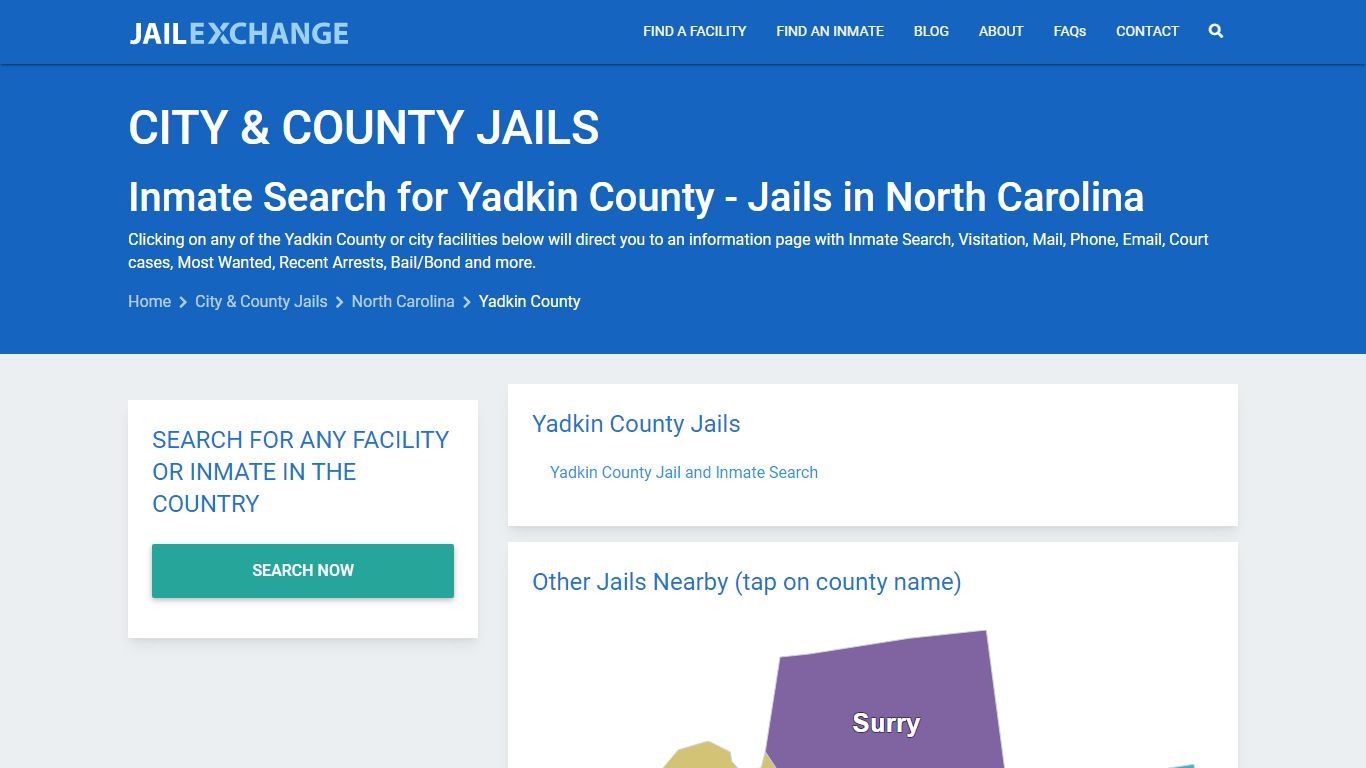 Inmate Search for Yadkin County | Jails in North Carolina - Jail Exchange